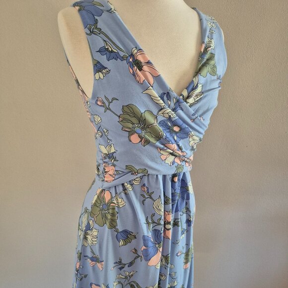 Blue Floral Midi Dress. Size Small - Picture 1 of 5
